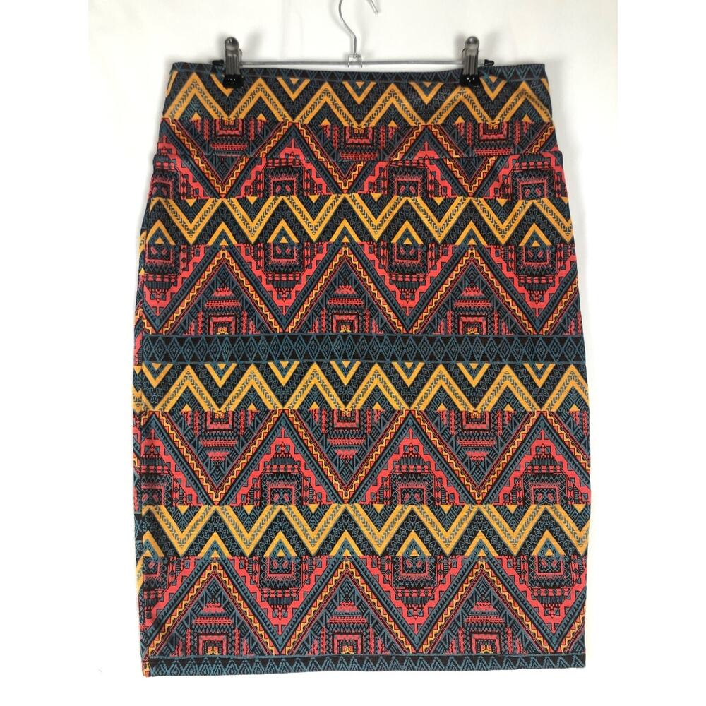 Lularoe Simply comfortable womens Cassie pencil skirt geometric multi color Sz L